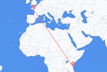 Flyg från Zanzibar, Tanzania till Nantes, Frankrike