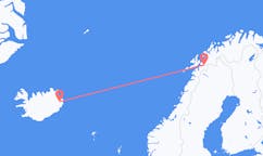航班从挪威纳尔维克市到埃伊尔斯塔济市，冰岛塞尔