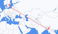 Flyg från Bagan, Myanmar (Burma) till Kalmar, Sverige