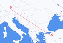 Flyreiser fra Kütahya, Tyrkia til München, Tyskland