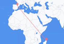 Flyg från Sambava, Madagaskar till Zaragoza, Spanien