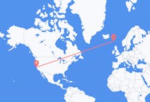 Vluchten van San Francisco, Verenigde Staten naar Sørvágur, Faeröer