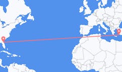 Flyg från Jacksonville, USA till Rhodes, England, Grekland