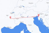 Flyg från Grenoble, Frankrike till Trieste, Italien