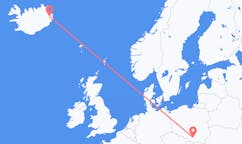 Flights from the city of Kraków, Poland to the city of Egilsstaðir, Iceland