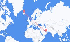 Flights from the city of Abu Dhabi, United Arab Emirates to the city of Akureyri, Iceland
