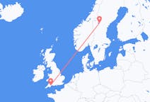 Flyreiser fra Östersund, Sverige til Exeter, England