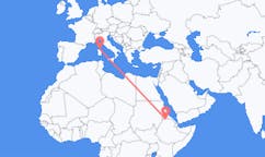 에티오피아 샤이어에서 출발해 이탈리아 올비아에게(으)로 가는 항공편