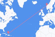 来自特克斯和凯科斯群岛普羅維登西亞萊斯島目的地 挪威沃尔达的航班