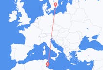 Loty z Dżerba, Tunezja do Karlskrony, Szwecja