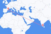 インド、 トゥートクディから、インド、バルセロナへ行きのフライト
