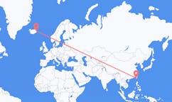 航班从台湾高雄市市到埃伊尔斯塔济市，冰岛塞尔