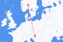 Vluchten van Zagreb, Kroatië naar Oslo, Noorwegen