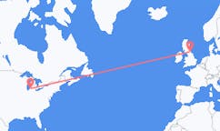 Flights from Kalamazoo to Newcastle upon Tyne
