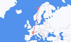 Flyg från Sandnessjøen, Norge till Nimes, Frankrike