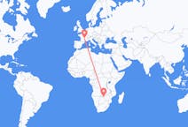 Flyg från Victoria Falls, Zimbabwe till Clermont-Ferrand, Frankrike