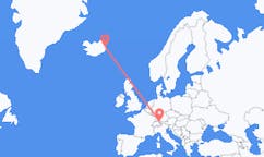 航班从德国腓特烈港市到埃伊尔斯塔济市，冰岛塞尔
