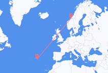 Fly fra Ørland til Ponta Delgada