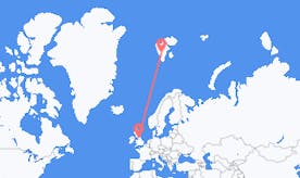 Flüge von England nach Spitzbergen und Jan Mayen