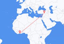 Flyreiser fra Abidjan, Elfenbenskysten til Sanliurfa, Tyrkia