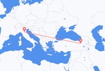 Vluchten van Erzurum, Turkije naar Bologna, Italië