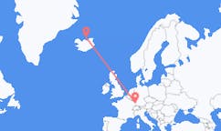 アイスランドのグリムジーから、フランスのストラスブールまでのフライト