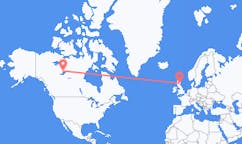 Flyg från Yellowknife, Kanada till Dundee, Skottland