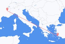 Vluchten van Grenoble, Frankrijk naar Bodrum, Turkije