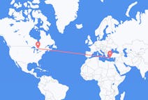 Flyrejser fra Større Sudbury, Canada til Rhodos, Grækenland
