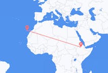 Flyreiser fra Lalibela, Etiopia til Tenerife, Spania