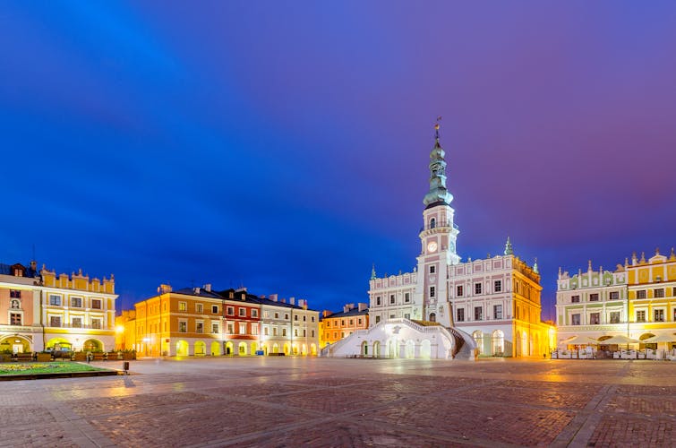 Photo of Zamosc city hall on Great Market Square, Lublin.