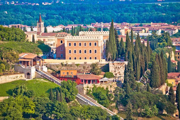 photo of Verona. Castel San Pietro on picturesque green hill in historic city of Verona view, Veneto region of Italy