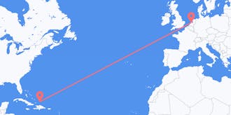 เที่ยวบิน จากหมู่เกาะเติกส์และเคคอส ไปยัง เนเธอร์แลนด์