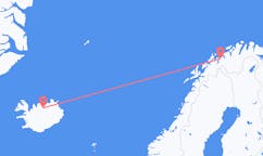 Flights from the city of Sørkjosen to the city of Akureyri