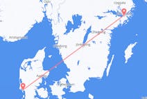 Lennot Tukholmasta, Ruotsista Esbjergiin, Tanskaan