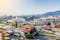 Panoramic view of Skopje town with Vodno hill in the background.