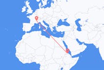 Flyg från Asmara, Eritrea till Grenoble, Frankrike
