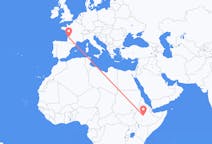 Flyreiser fra Addis Abeba, til Bordeaux
