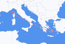 フランスのから カルヴィ (オート＝コルス県)、ギリシャのへ サントリーニ島フライト