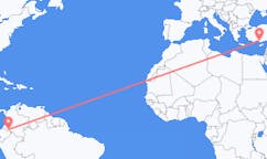 Flyreiser fra Puerto Asís, Colombia til Gazipaşa, Tyrkia