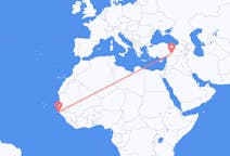 Vluchten van Cap Plinten, Senegal naar Adiyaman, Turkije