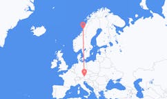 Flyreiser fra Brønnøysund, Norge til Salzburg, Østerrike
