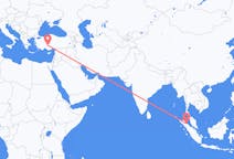 인도네시아 메단에서 출발해 터키 코냐에게(으)로 가는 항공편