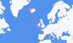 航班从西班牙圣塞瓦斯蒂安市到雷克雅维克市，冰岛塞尔