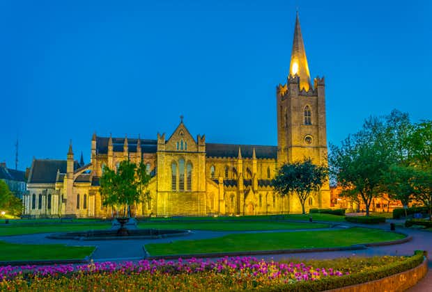 Photo of Night view of the St. Patrick's Cathedral in Dublin, Ireland.