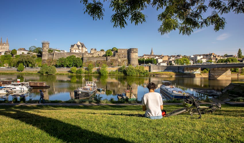 Photo of city of Angers in France, tourist landscape and castle of the Loire.