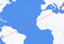 Flyrejser fra Huánuco, Peru til Izmir, Tyrkiet
