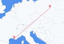 Flights from Warsaw in Poland to Marseille in France