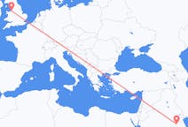 Flyreiser fra Qaisumah, Saudi-Arabia til Liverpool, England
