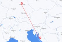 Flyg från Nürnberg, Tyskland till Zadar, Kroatien